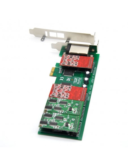 8 ports analog card, single side with 4 dual FXS/FXO, PCI Express  use for 2U, 4U PC case