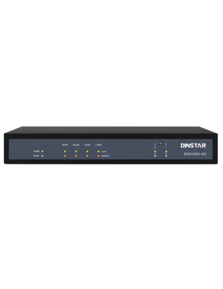 DAG1000-4O--4 FXO Analog VoIP Gateway. Front View.