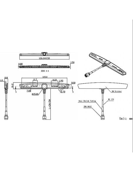 LTE Antenna – 3 Meter SMA – 2.5dBi CorpShadow - 4
